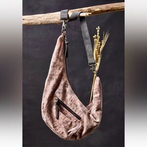 Free People We The Free Sparta Sling Bag Crossbody Acid Rose Gray Metallic